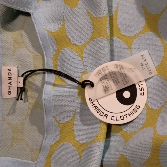 Ghanda Clotting mini Chrissy Dress Size L Baby blue and guacamole yellow. - Picture 9 of 14
